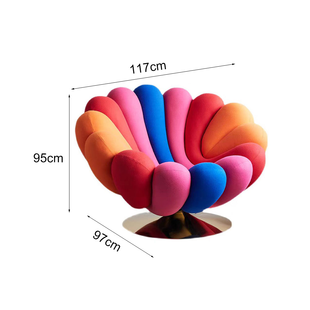 LIVARA EC1097 Colorful Floral Shaped Cotton Elastic Fabric Light Luxury Leisure Chair