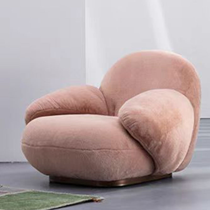 LIVARA EC1101 Rabbit Fur Solid Wood and Steel Frame Chair - Pink