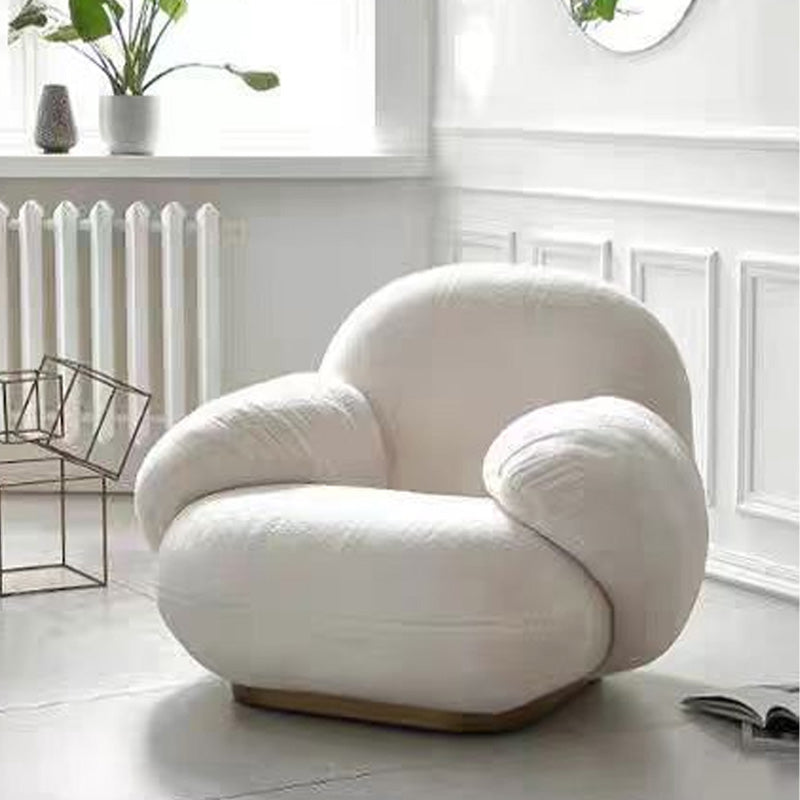 LIVARA EC1101 Rabbit Fur Solid Wood and Steel Frame Chair - White