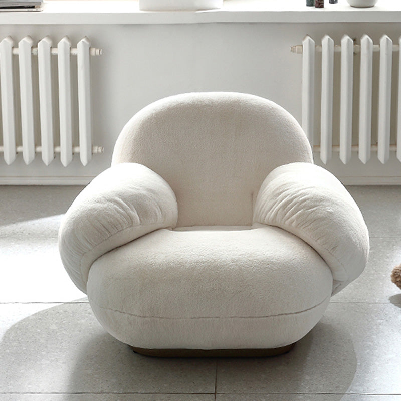 LIVARA EC1101 Rabbit Fur Solid Wood and Steel Frame Chair - White