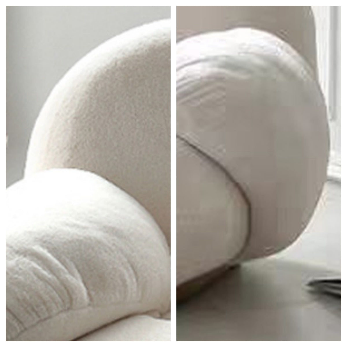 LIVARA EC1101 Rabbit Fur Solid Wood and Steel Frame Chair - White