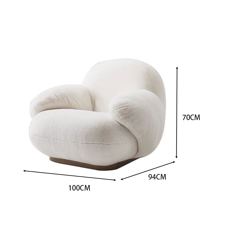 LIVARA EC1101 Rabbit Fur Solid Wood and Steel Frame Chair - White