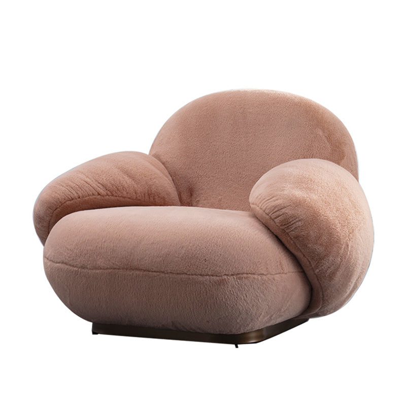 LIVARA EC1101 Rabbit Fur Solid Wood and Steel Frame Chair - Pink