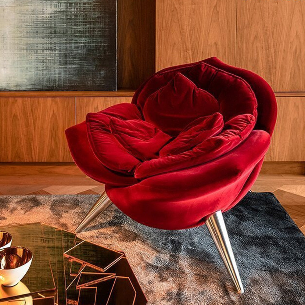 LIVARA EC1117 Velvet Metal Frame Leisure Chair