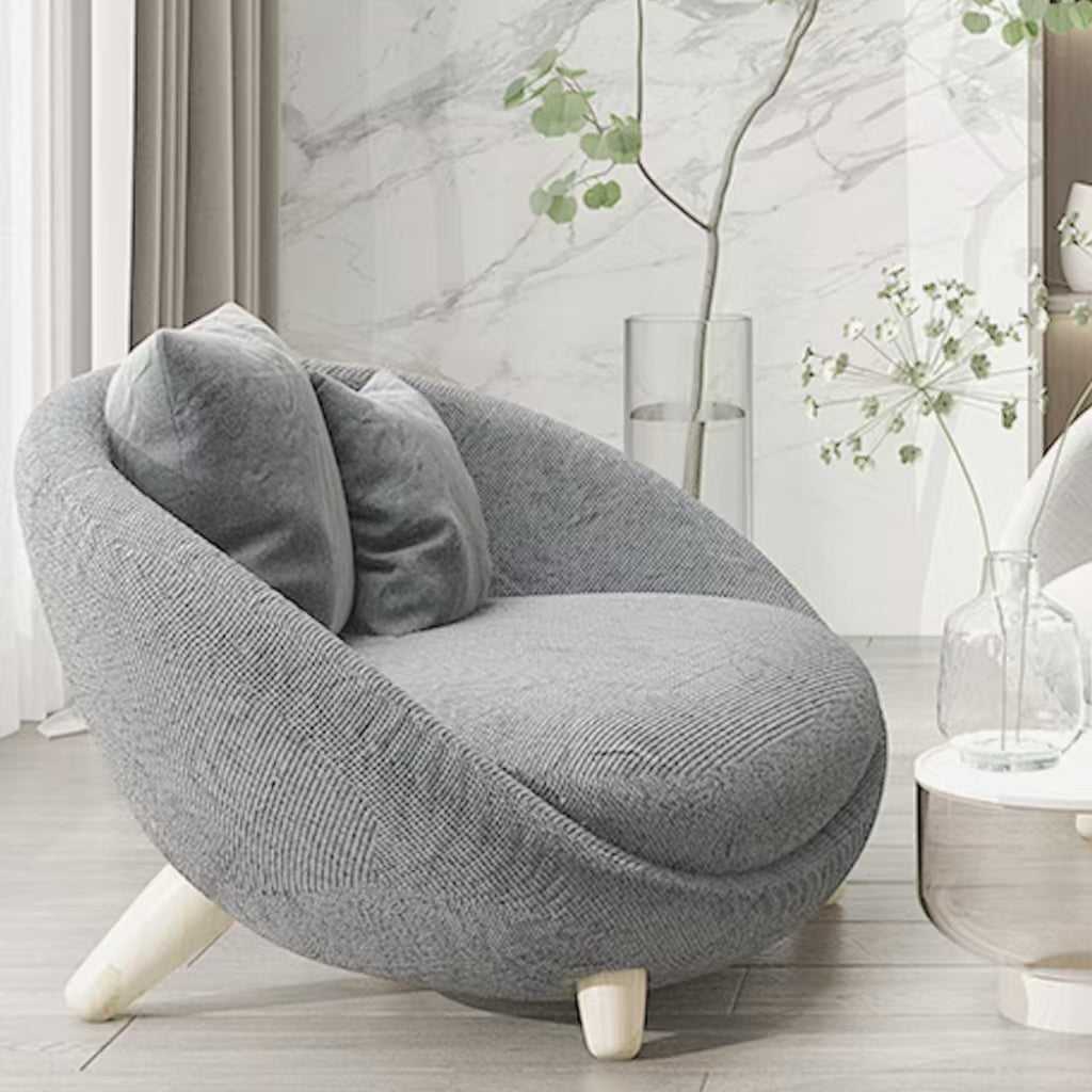 LIVARA EC1145 Solid Wood Frame High-Density Rebound Foam Leisure Chair - Light Grey