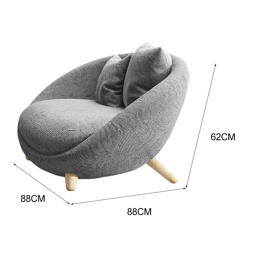 LIVARA EC1145 Solid Wood Frame High-Density Rebound Foam Leisure Chair - Light Grey