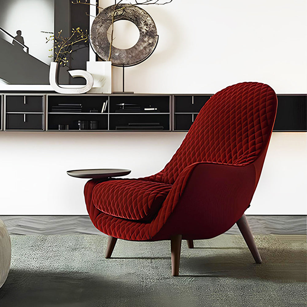 LIVARA EC1149 Silk Velvet Solid Wood and Hardware Frame Leisure Chair - Red