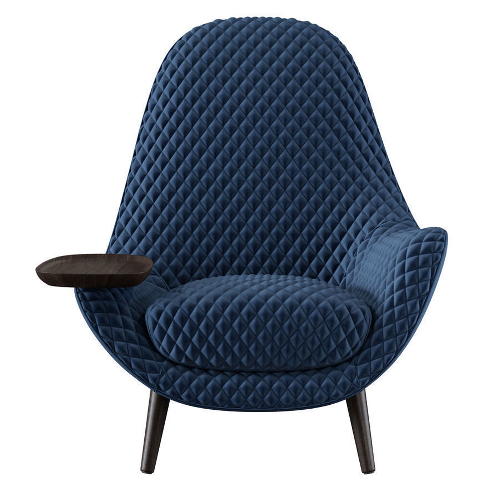 LIVARA EC1149 Silk Velvet Solid Wood and Hardware Frame Leisure Chair - Blue