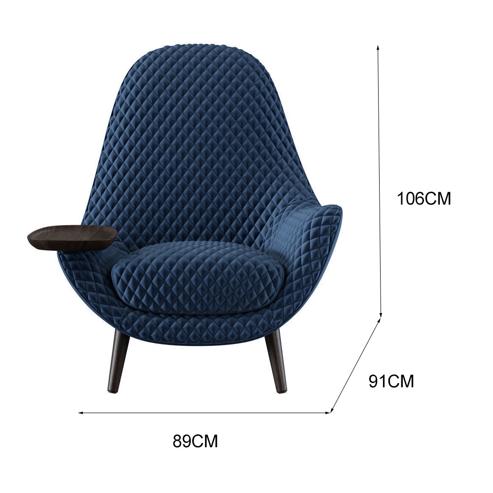 LIVARA EC1149 Silk Velvet Solid Wood and Hardware Frame Leisure Chair - Blue