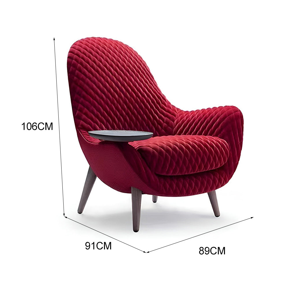 LIVARA EC1149 Silk Velvet Solid Wood and Hardware Frame Leisure Chair - Red