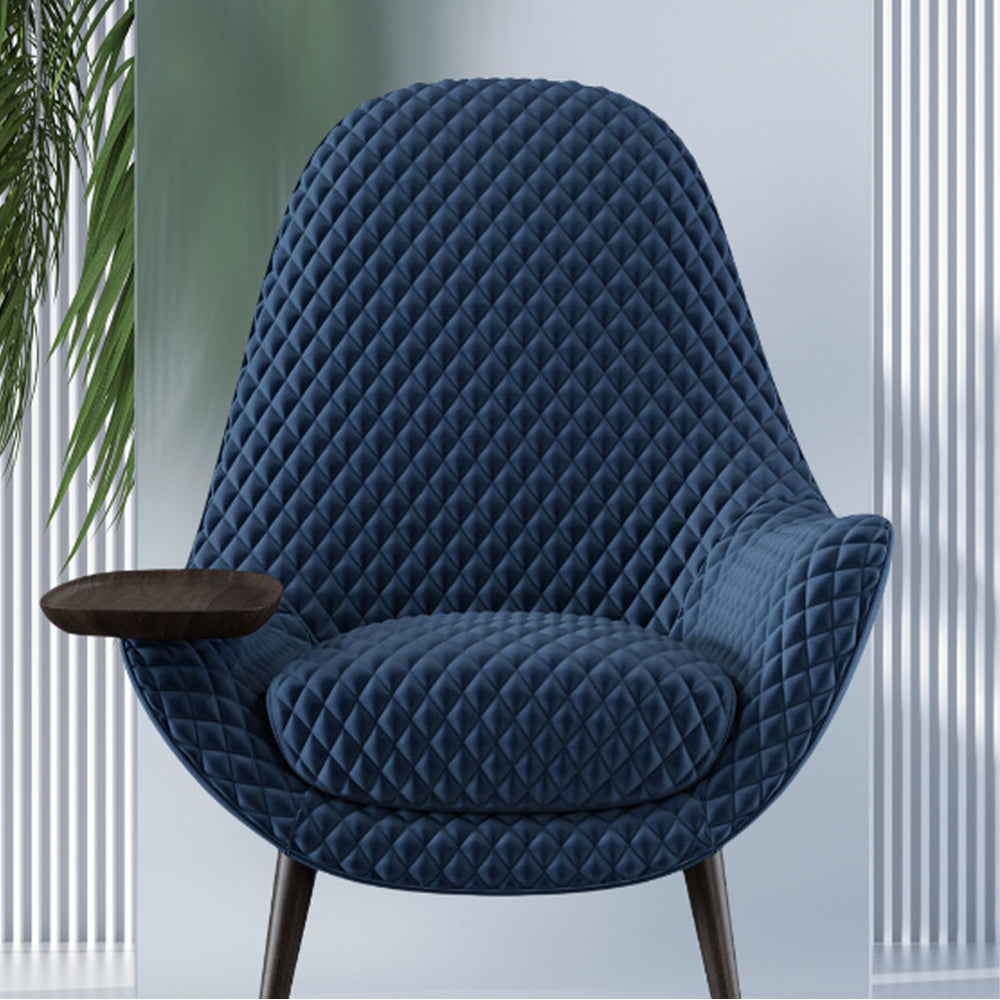 LIVARA EC1149 Silk Velvet Solid Wood and Hardware Frame Leisure Chair - Blue