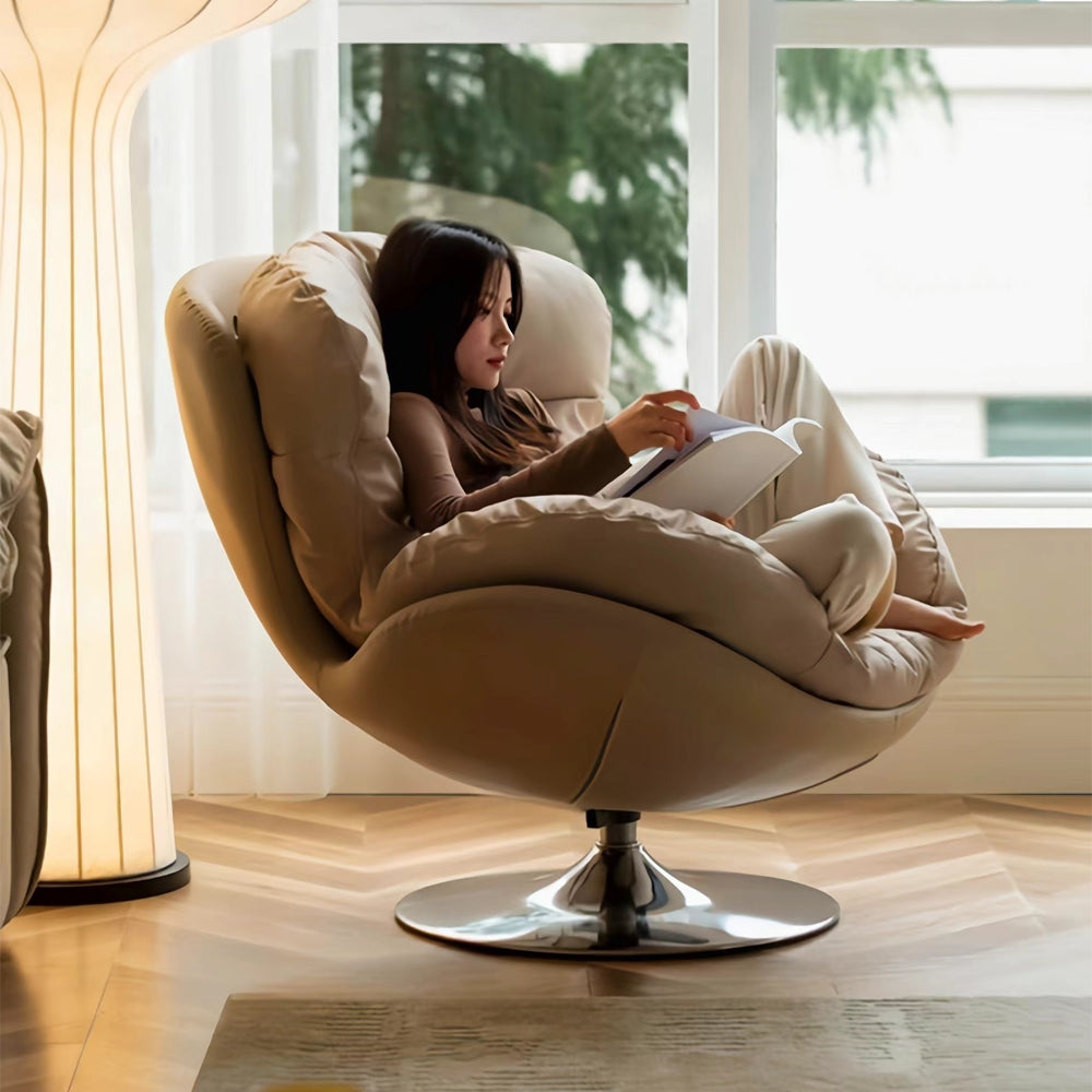 LIVARA EC1157 Iron Frame Cat Scratch Fabric Eggshell Chair