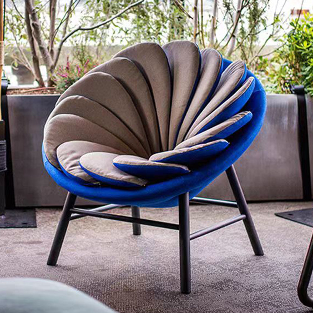 LIVARA EC1159 Sunflower Design Velvet Ash Wood Leisure Chair