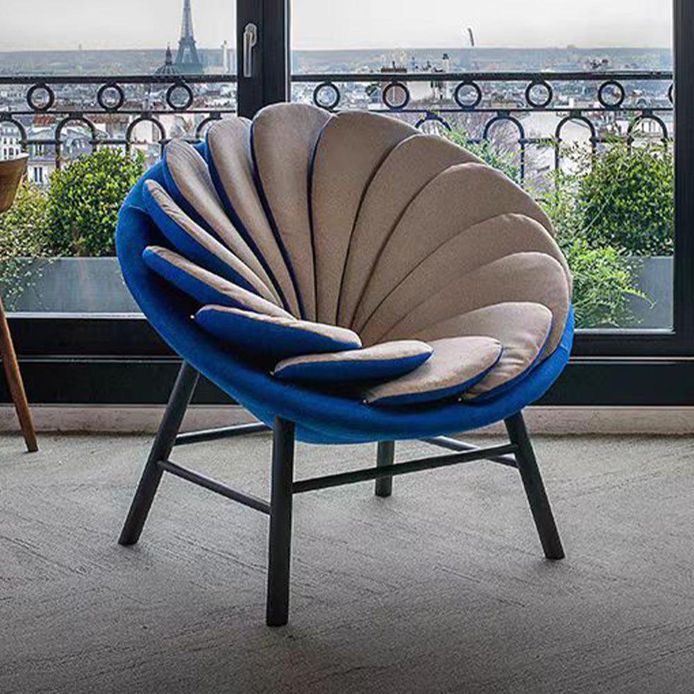 LIVARA EC1159 Sunflower Design Velvet Ash Wood Leisure Chair