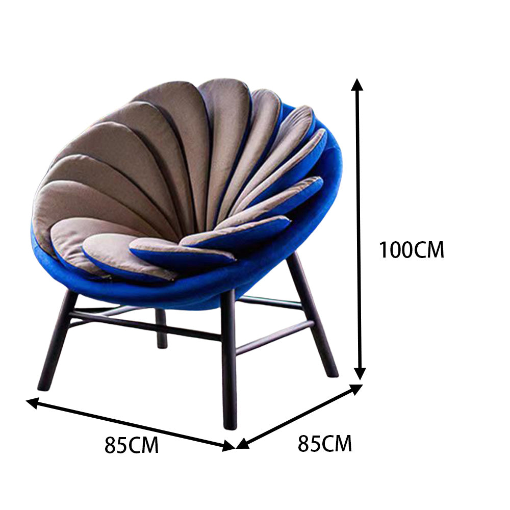 LIVARA EC1159 Sunflower Design Velvet Ash Wood Leisure Chair