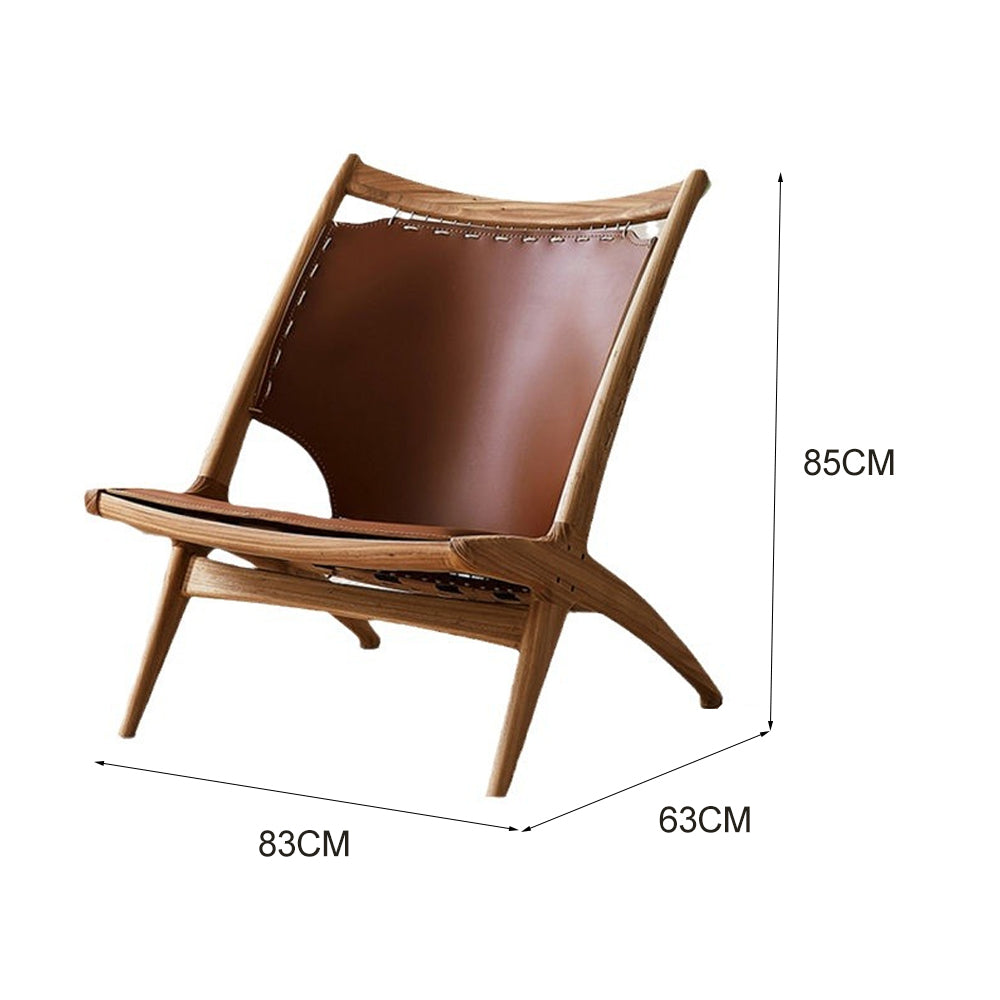 LIVARA EC1164 White Wax Wood Legs Saddle Leather Leisure Chair