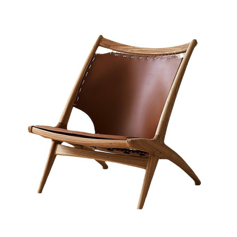 LIVARA EC1164 White Wax Wood Legs Saddle Leather Leisure Chair