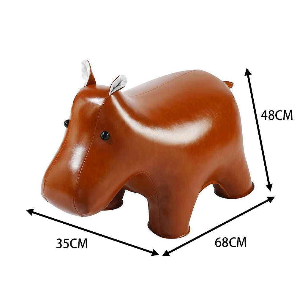 LIVARA EC1168 Cartoon Hippo Waxed Leather Solid Wood Leisure Chair