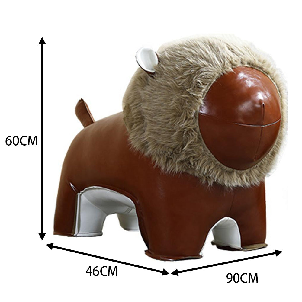 LIVARA EC1170 Cartoon Animal Waxed Leather Solid Wood Leisure Chair