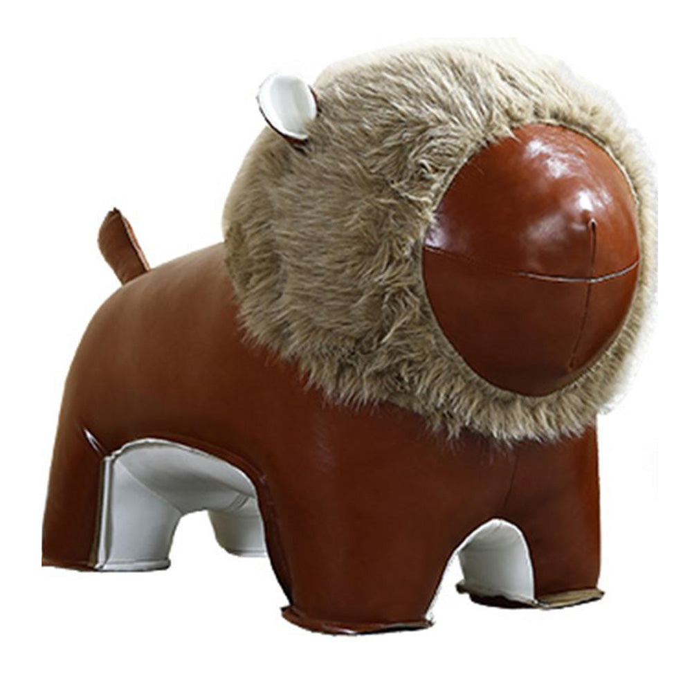 LIVARA EC1170 Cartoon Animal Waxed Leather Solid Wood Leisure Chair