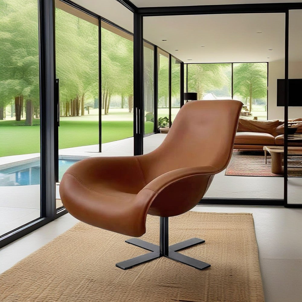 LIVARA EC1179 Solid Wood Plywood Leather Leisure Chair