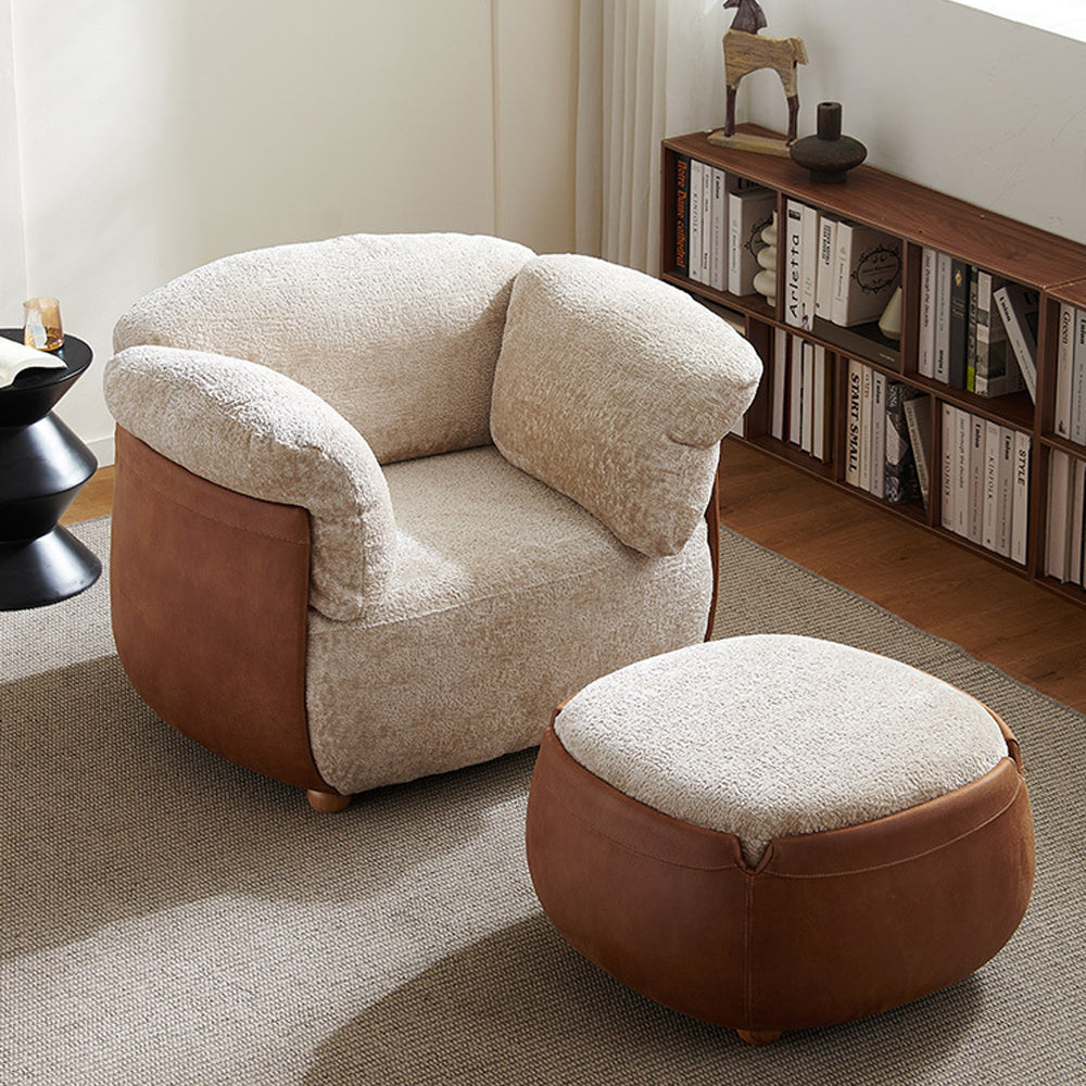 LIVARA EC1180 Footrest Wooden Frame Italian Petal Fabric Leisure Chair