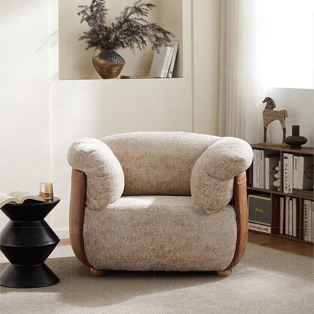 LIVARA EC1180 Footrest Wooden Frame Italian Petal Fabric Leisure Chair