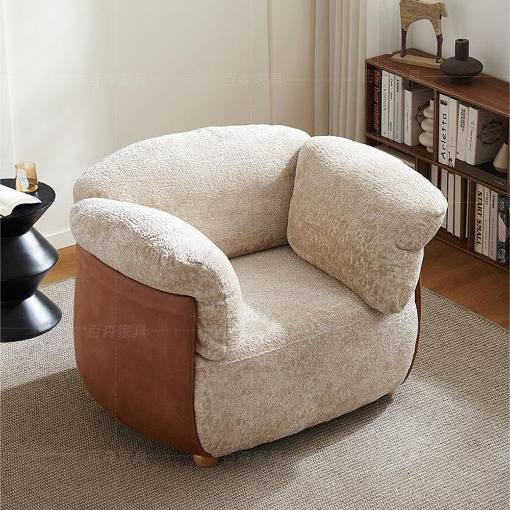 LIVARA EC1180 Footrest Wooden Frame Italian Petal Fabric Leisure Chair