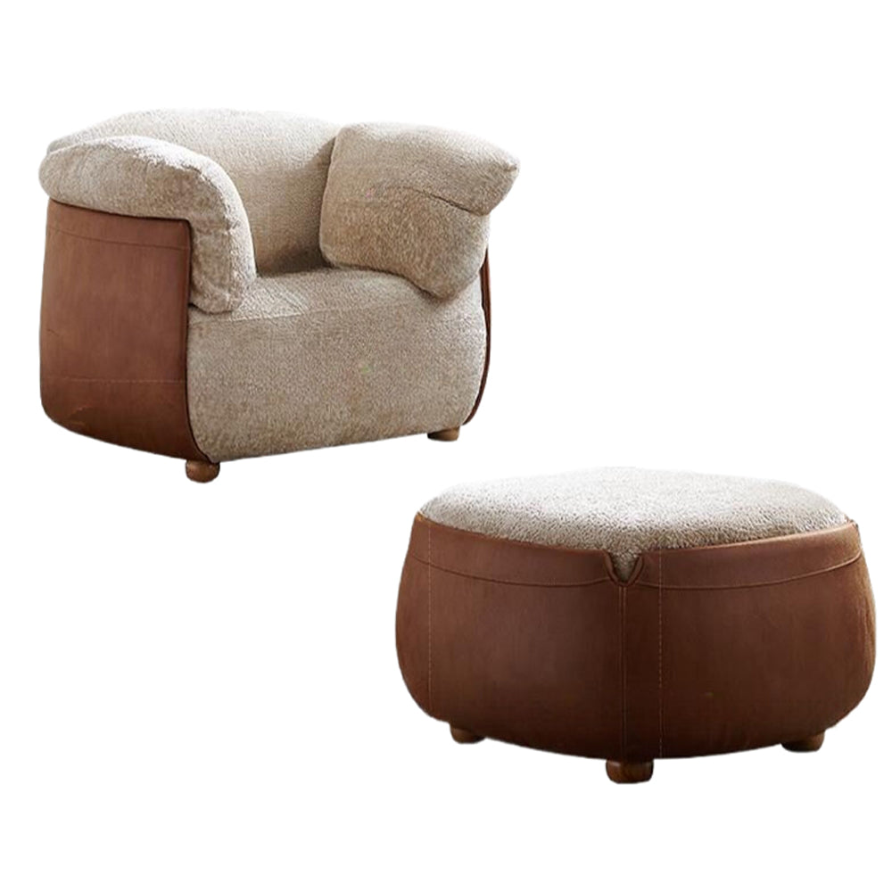 LIVARA EC1180 Footrest Wooden Frame Italian Petal Fabric Leisure Chair