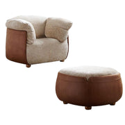 LIVARA EC1180 Footrest Wooden Frame Italian Petal Fabric Leisure Chair