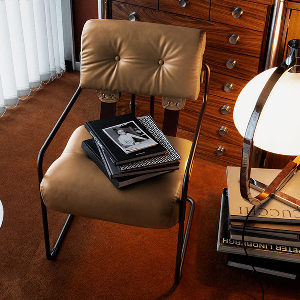 LIVARA EC1190 Black Titanium Stainless Steel Frame Leisure Chair - Brown