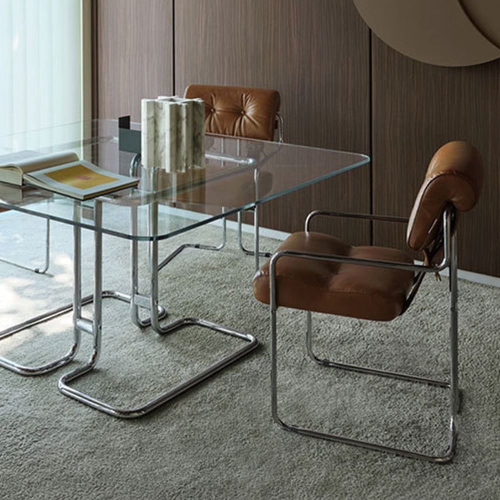 LIVARA EC1190 Black Titanium Stainless Steel Frame Leisure Chair - Brown