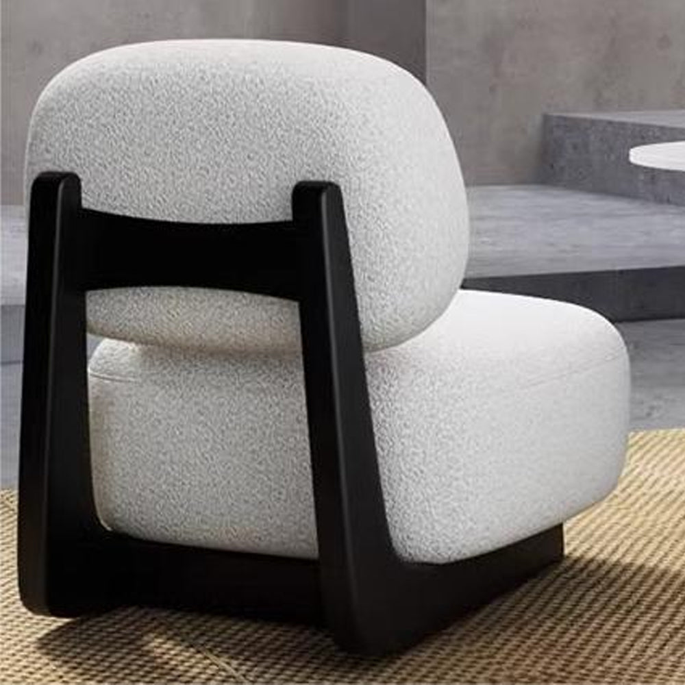 LIVARA EC1191 White Wax Wood Solid Wood Frame Leisure Chair