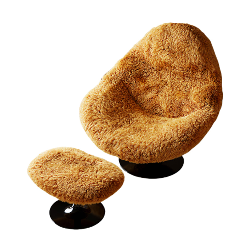 LIVARA EC1181 Footrest Leisure Chair Solid Wood Board Long Wool