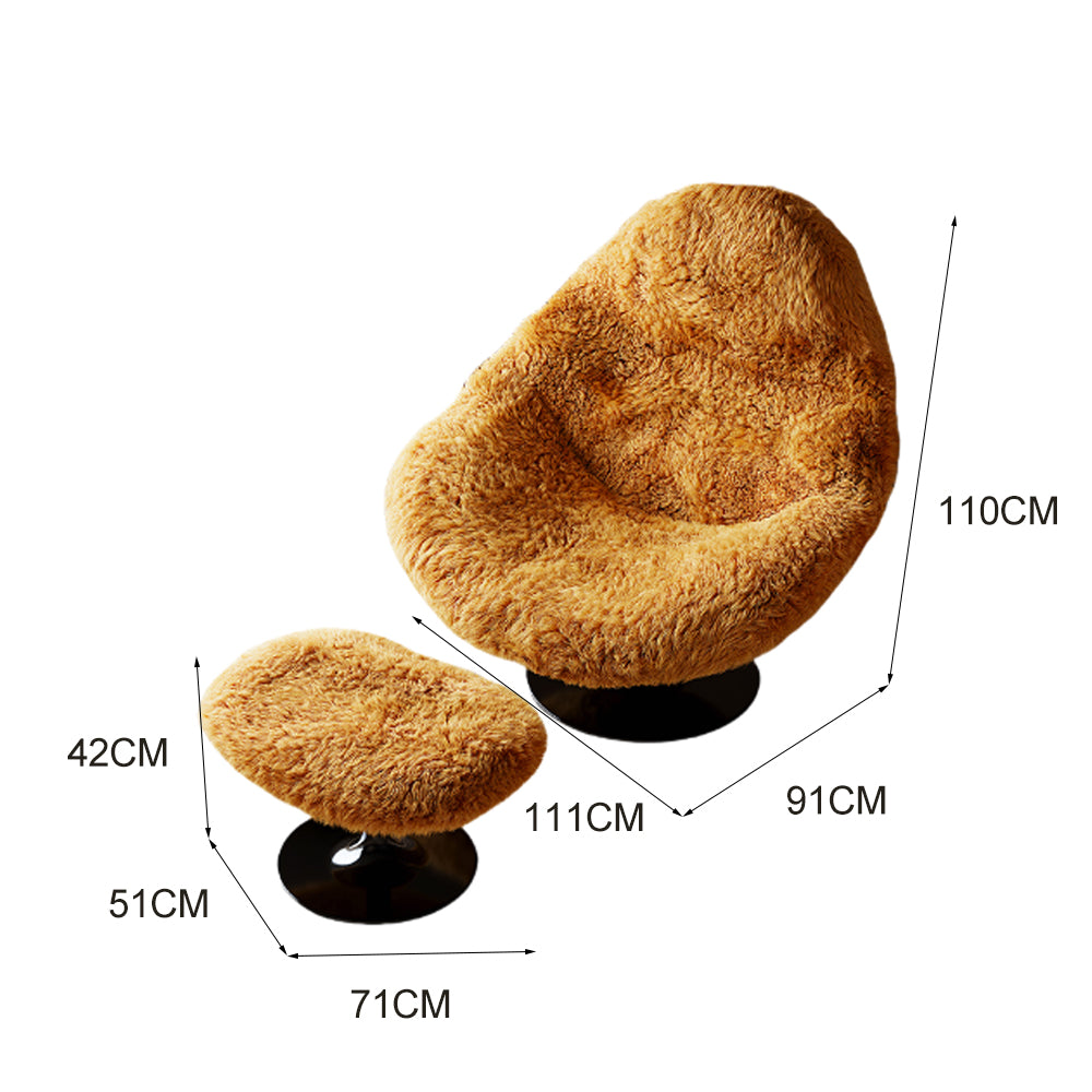 LIVARA EC1181 Footrest Leisure Chair Solid Wood Board Long Wool