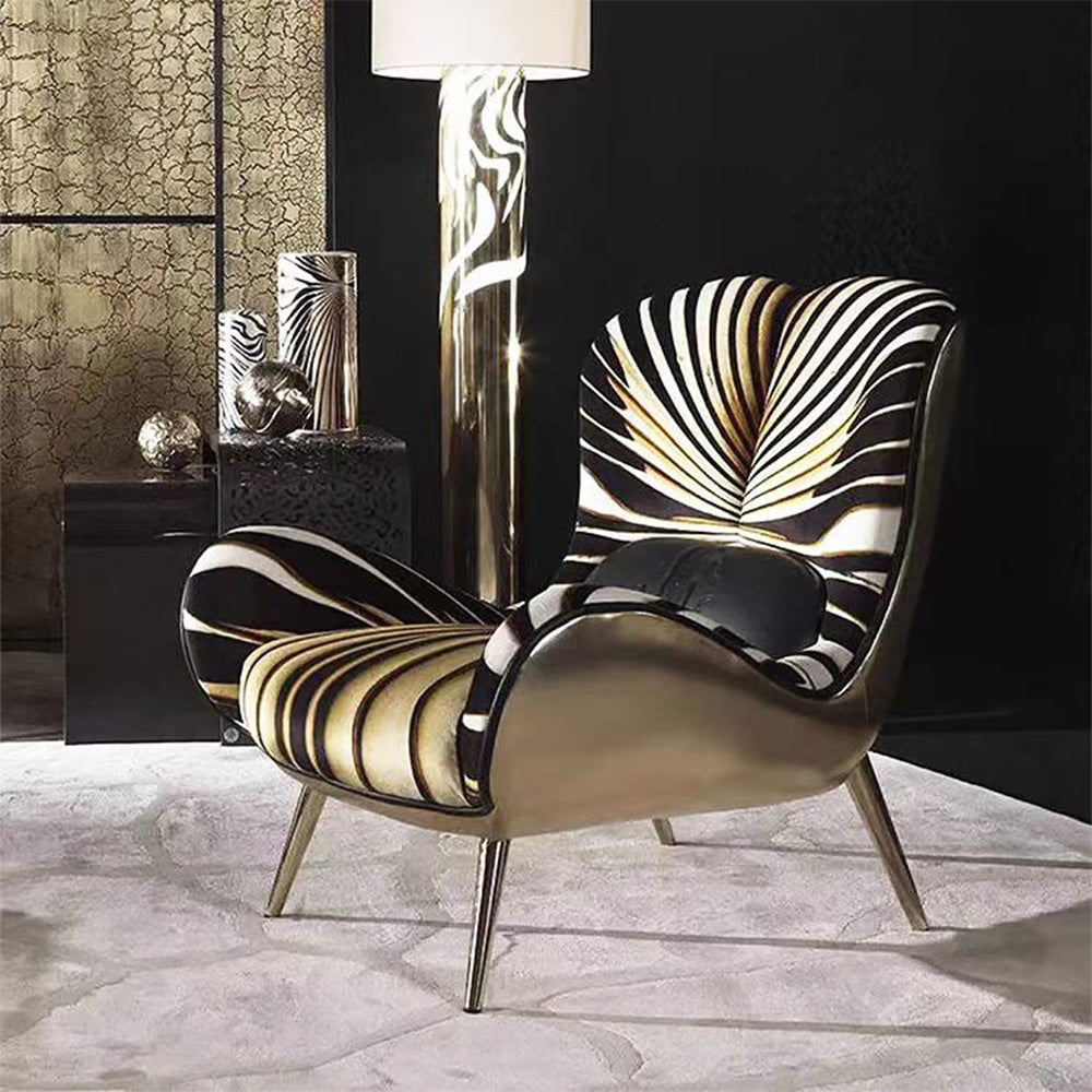 LIVARA EC1198 Molded Foam Metal Legs Tiger Pattern Design Leisure Chair