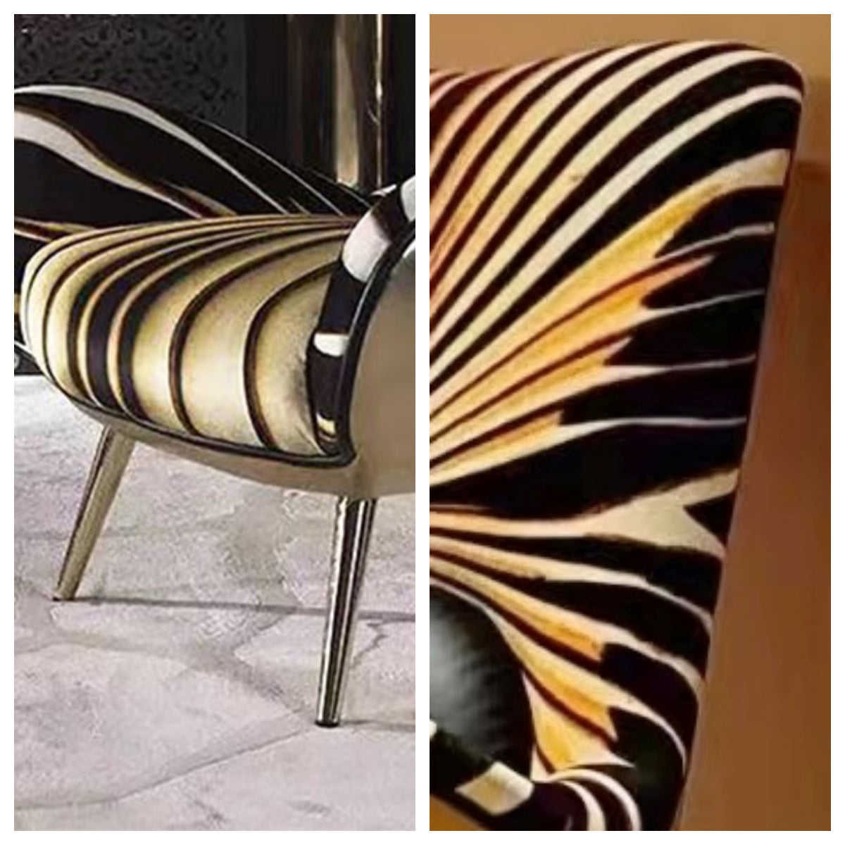 LIVARA EC1198 Molded Foam Metal Legs Tiger Pattern Design Leisure Chair