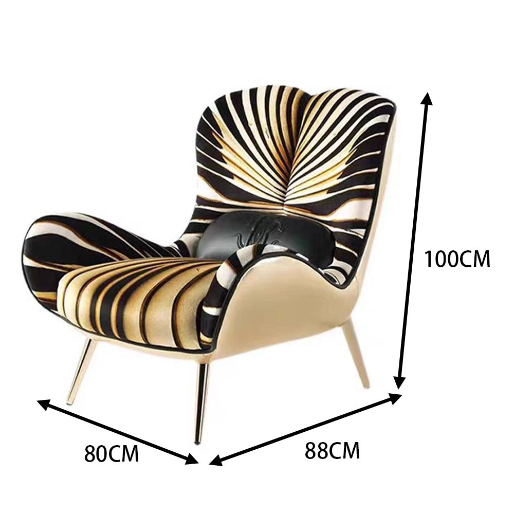 LIVARA EC1198 Molded Foam Metal Legs Tiger Pattern Design Leisure Chair