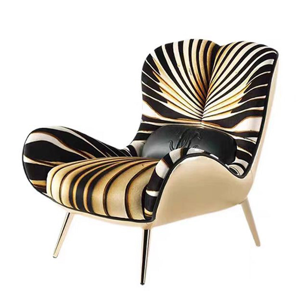 LIVARA EC1198 Molded Foam Metal Legs Tiger Pattern Design Leisure Chair