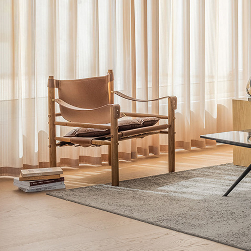 LIVARA EC1202 White Wax Wood Saddle Leather Leisure Chair