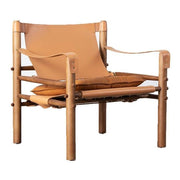 LIVARA EC1202 White Wax Wood Saddle Leather Leisure Chair