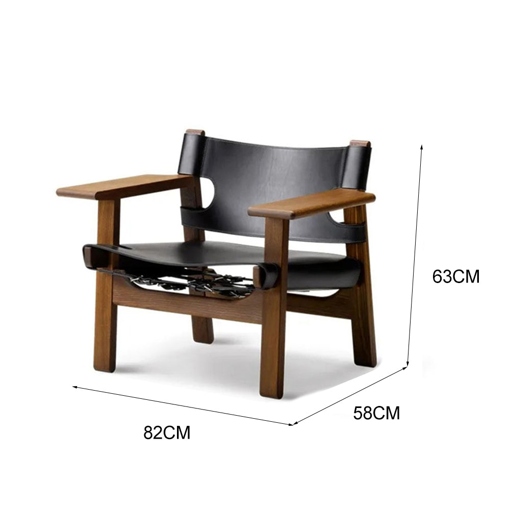 LIVARA EC1203 White Wax Wood Saddle Leather Leisure Chair