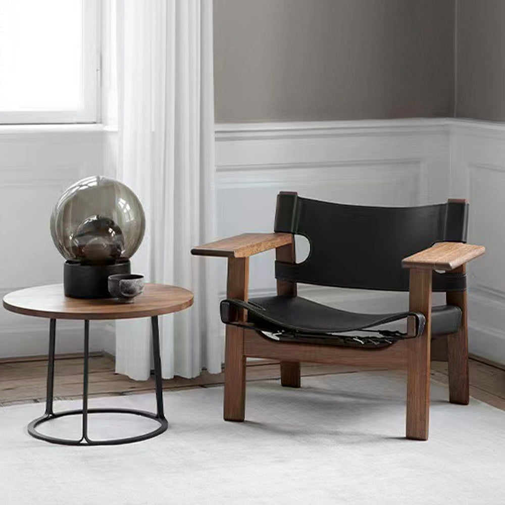 LIVARA EC1203 White Wax Wood Saddle Leather Leisure Chair