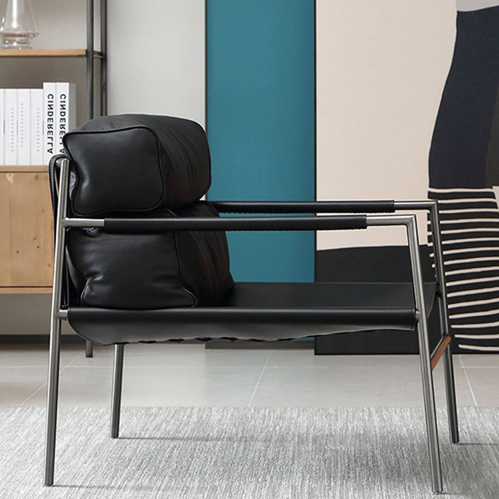 LIVARA EC1207 Stainless Steel Saddle Leather Faux Leather Leisure Chair