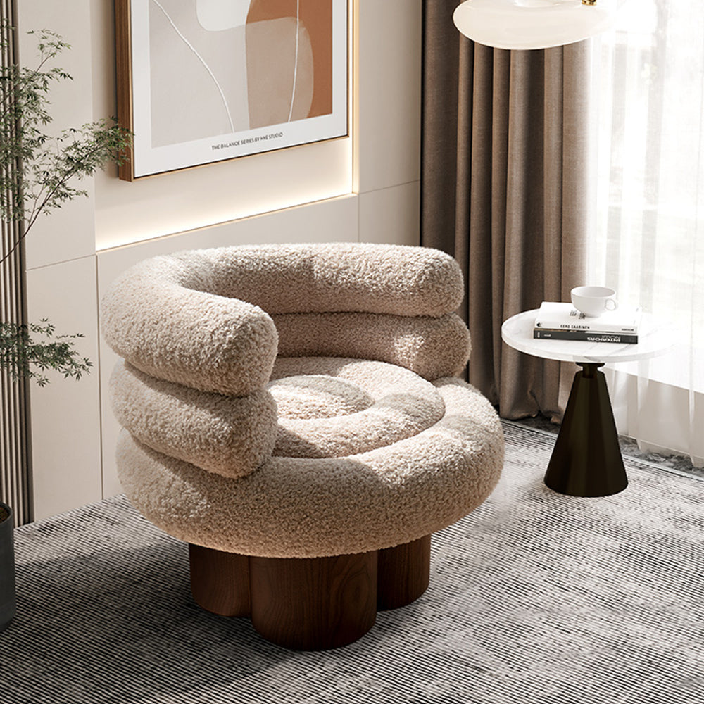 LIVARA EC1208 Lamb Wool Solid Wood Legs High-Density Foam Leisure Chair