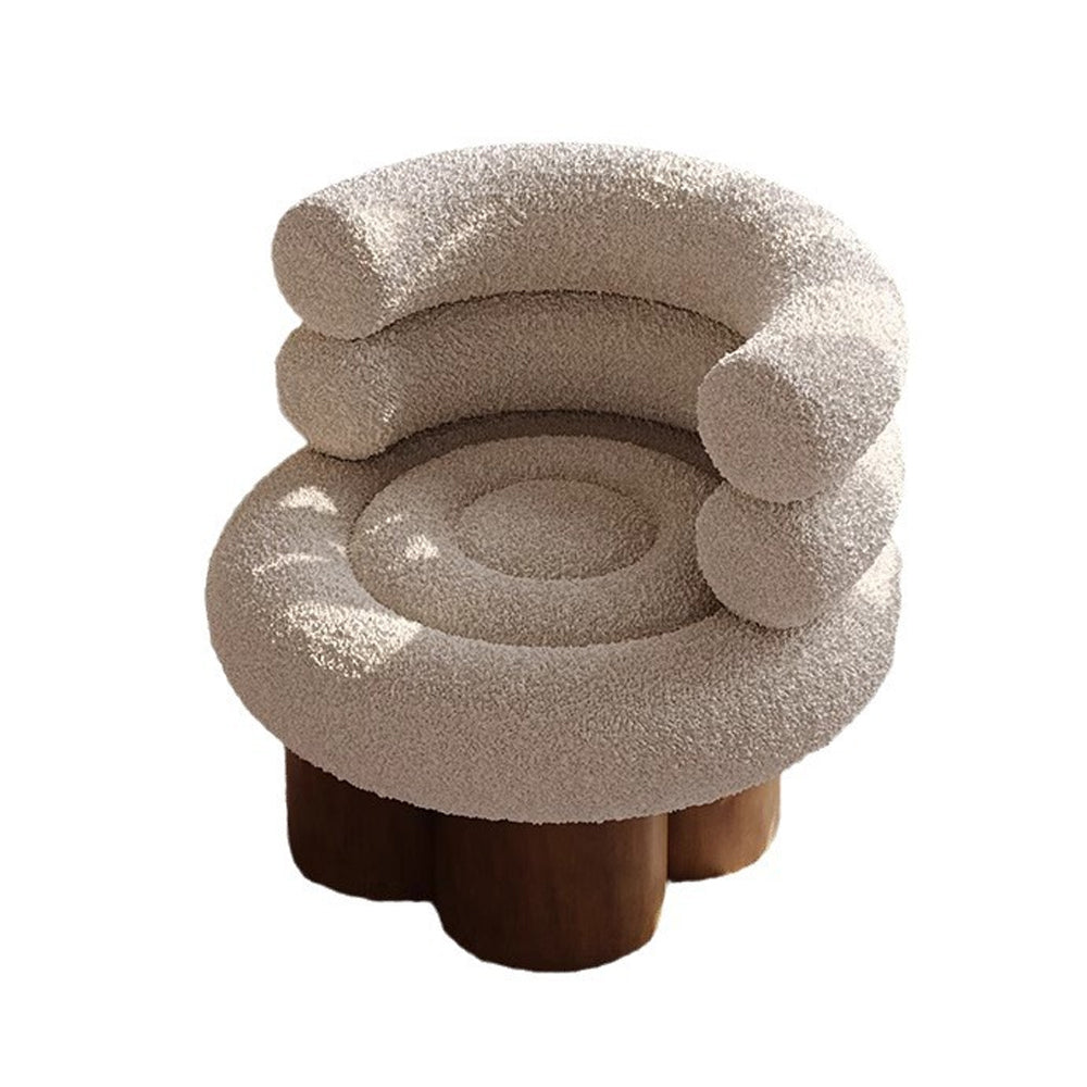 LIVARA EC1208 Lamb Wool Solid Wood Legs High-Density Foam Leisure Chair