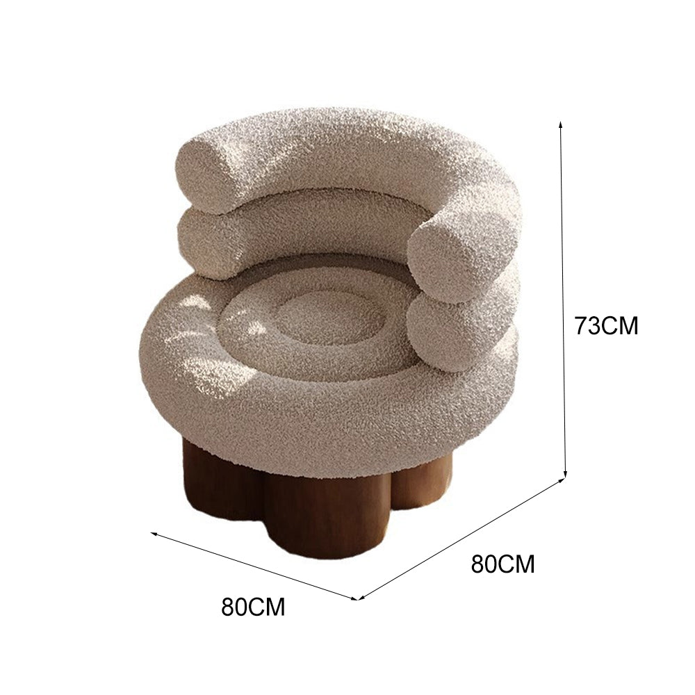 LIVARA EC1208 Lamb Wool Solid Wood Legs High-Density Foam Leisure Chair