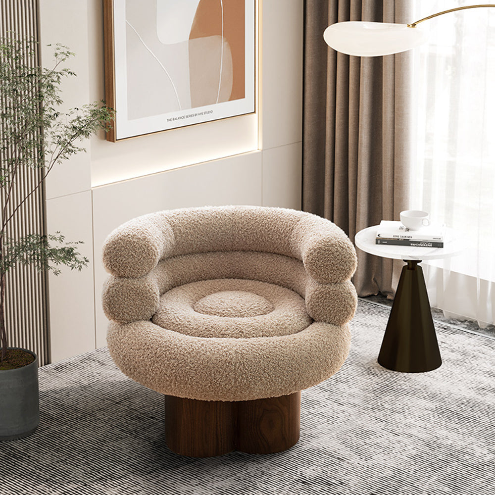 LIVARA EC1208 Lamb Wool Solid Wood Legs High-Density Foam Leisure Chair