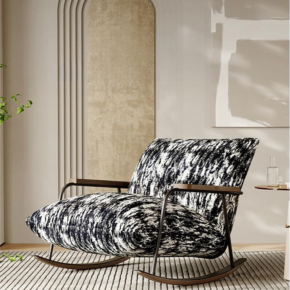 LIVARA EC1209 Iron Frame Velvet Fabric Leisure Chair