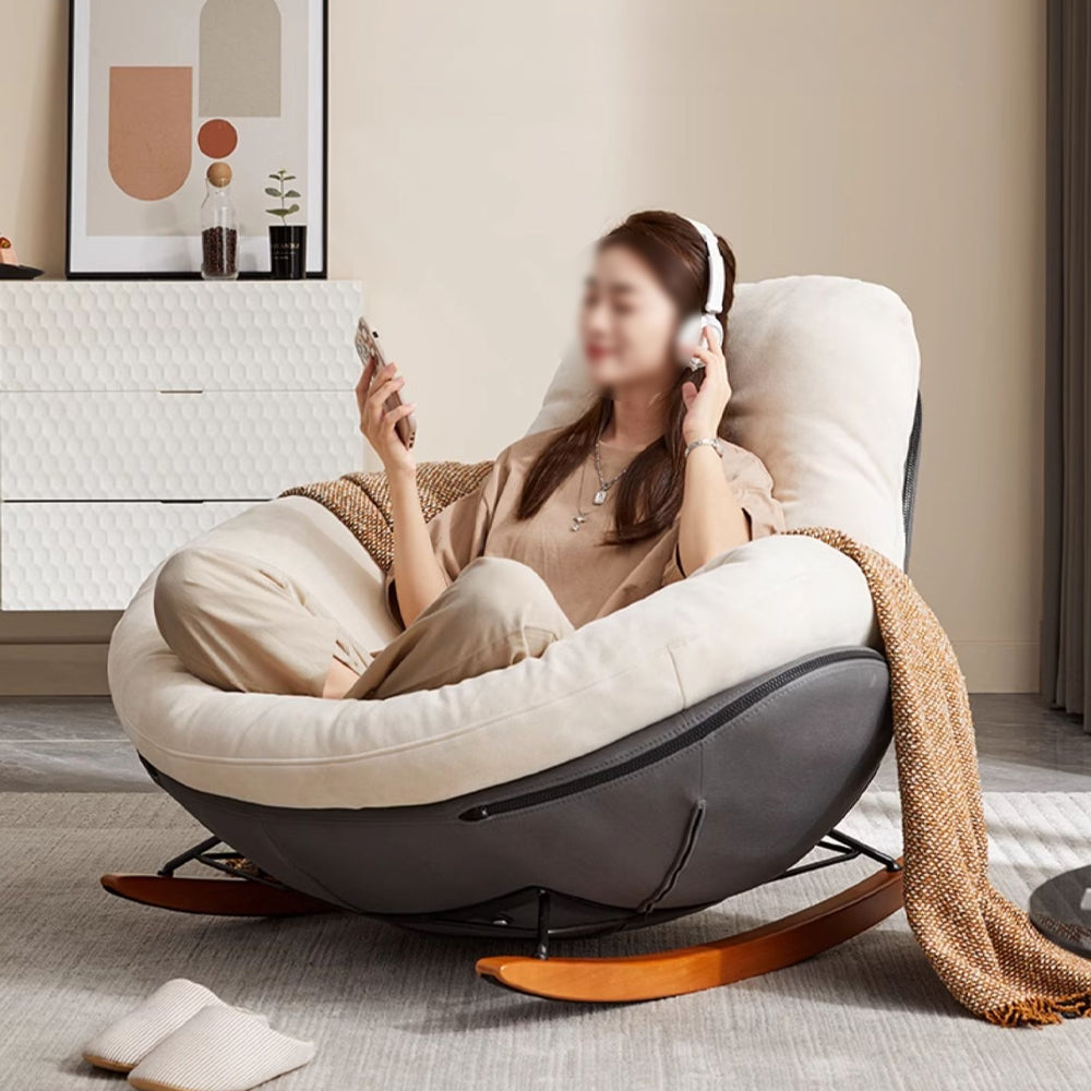 LIVARA EC1211 Technology Fabric Curved Board Wooden Legs Leisure Chair